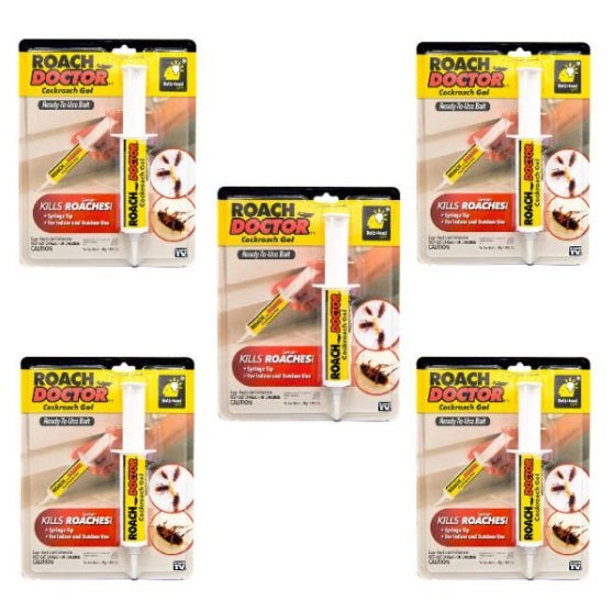 Set 5 x Gel Profesional Roach Doctor Anti Gandaci, Formula Concentrata cu Aplicare Precisa, Solutie Eficienta pentru Bucatarie, Baie si Locuinta