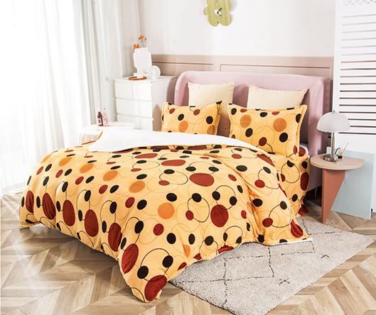 Lenjerie pat cocolino 2 persoane, 4 piese â€“ crem cu buline