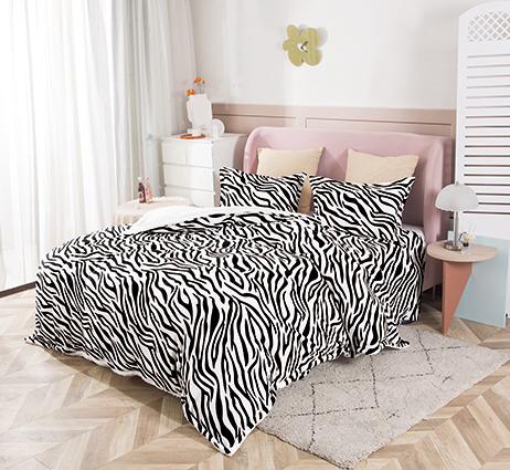 Lenjerie pat cocolino 2 persoane, 4 piese - model zebra