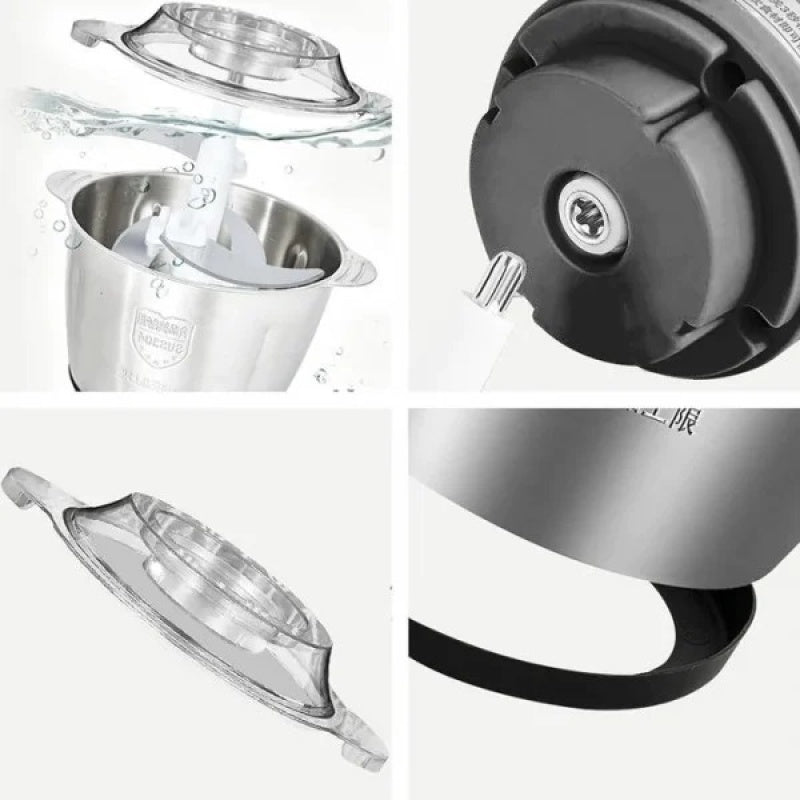 Tocator Electric 1000W, Bol Inox 3 Litri, 4 Lame din Otel Inoxidabil, Motor Puternic, Ideal Carne, Legume si Fructe, Usor de Curatat