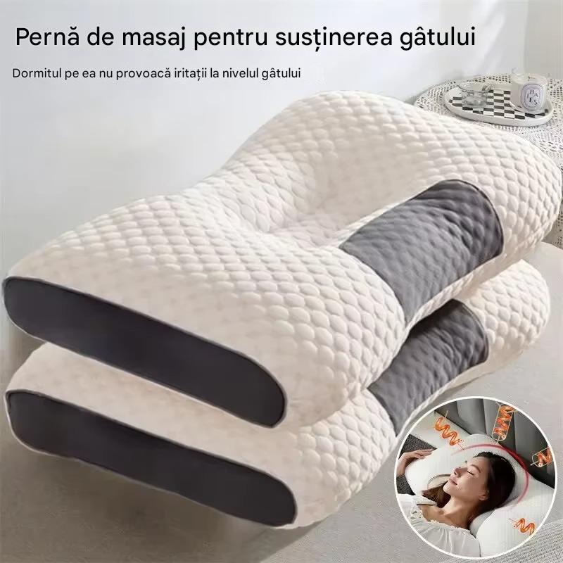Set 2 x Perna Ergonomica Antialergica, Antibacteriana si Antiacarieni, Suport pentru Gat si Coloana, Confort Maxim pentru Somn Odihnitor