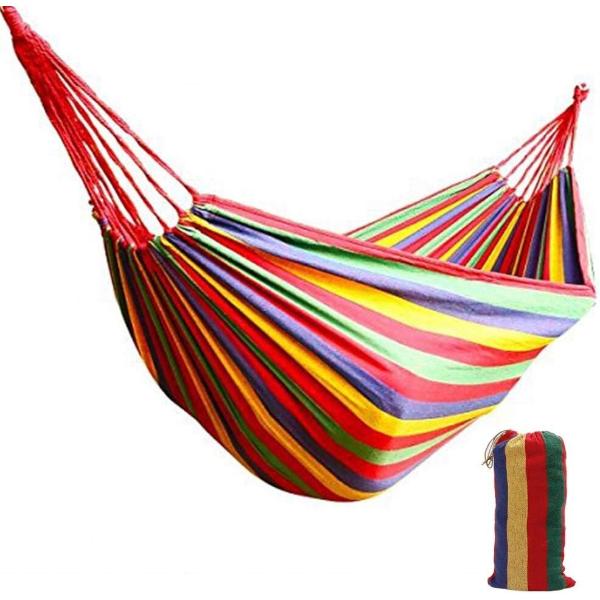 Set 2 x Hamac Textil Multicolor 180x80 cm, Rezistent si Confortabil, Ideal pentru Gradina, Camping si Relaxare in Aer Liber