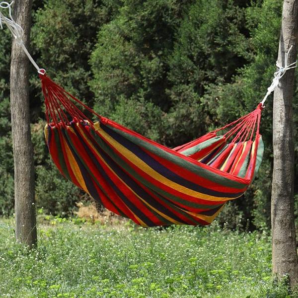 Set 2 x Hamac Textil Multicolor 180x80 cm, Rezistent si Confortabil, Ideal pentru Gradina, Camping si Relaxare in Aer Liber