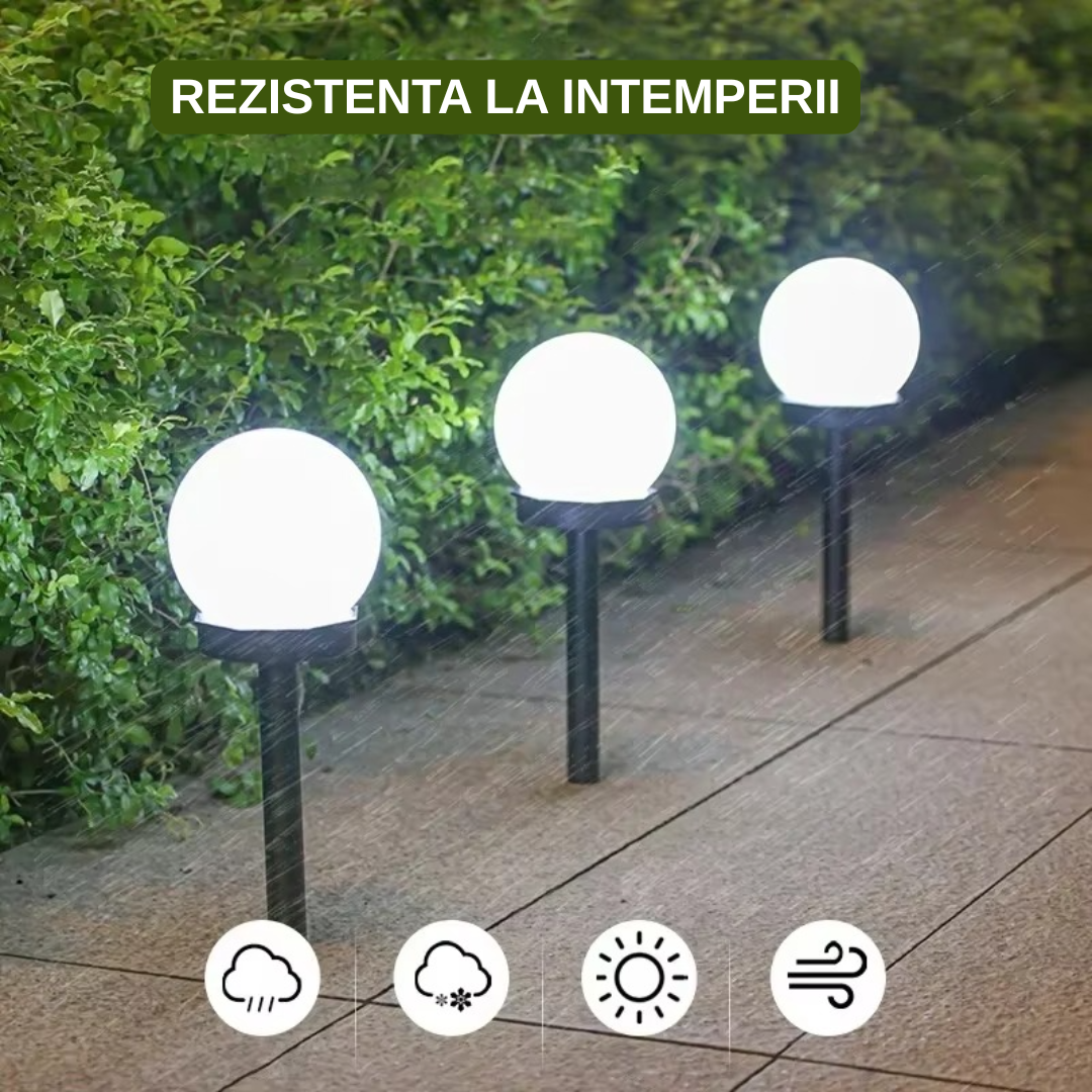 Set 10 x Lampa Solara LED Gradina tip Glob – Iluminat Exterior Premium fara Cabluri, Rezistenta la Apa, Lumina Ambientala Automata
