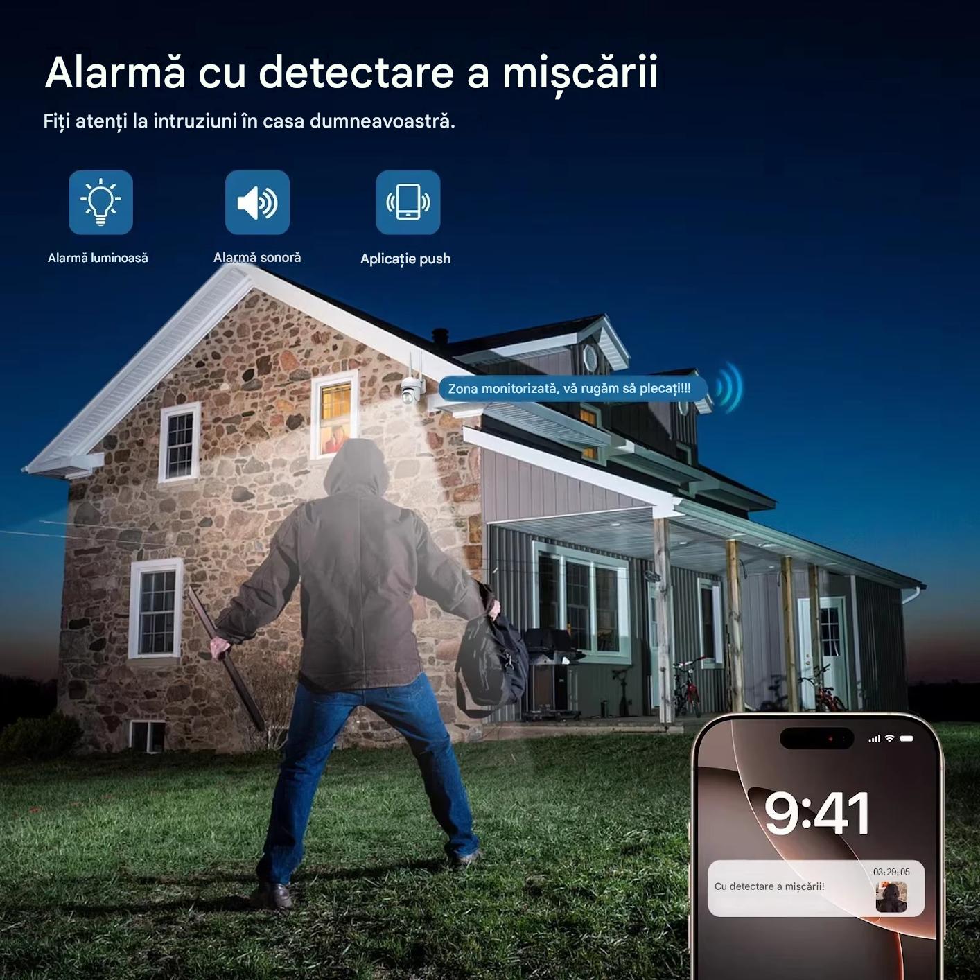 Set 2 x Camera Supraveghera WiFi 5MP Jortan 32 Leduri– Night Vision Color, Urmarire Automata, Audio Bidirectional + 2 Carduri 32GB Incluse
