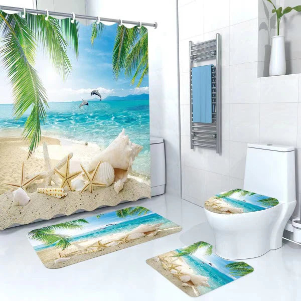 VARIANTE Set Pentru Baie: Perdea, Covorașe și Husă de Toaletă - Alege Modelul De Mai Jos