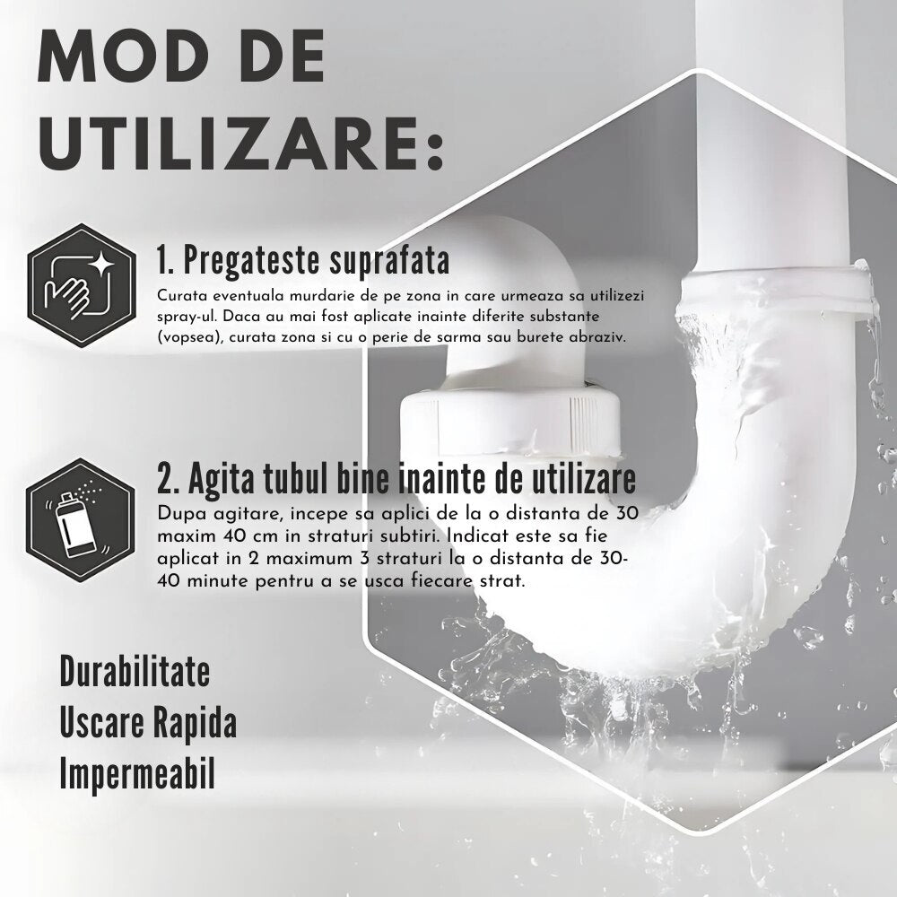 Set 2 x Spray de Etansare 750ml – Solutie Hidroizolanta Universala, Spray Waterproof Acoperis, Tevi, Pereti, Protectie Impotriva Infiltratiilor